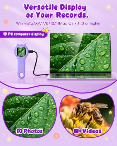 Ashfly Kids Microscope, 500X Digital Magnifying Glass, STEM Toy, Purple - color: Purple, size: 1 Pcs