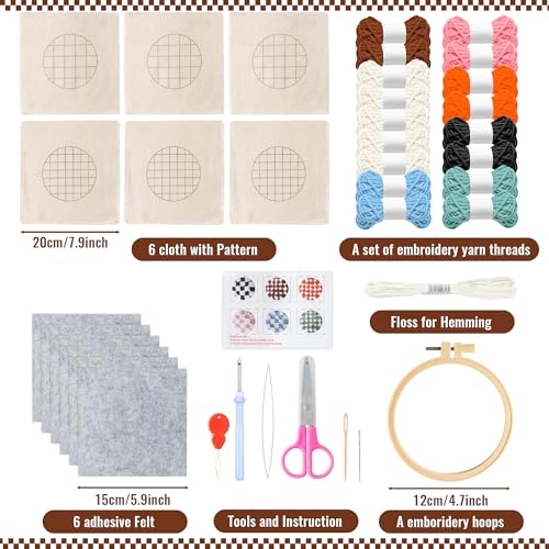 WATINC Punch Needle Coaster Kit - DIY Craft for Beginners, Checkerboard - color: Checkerboard