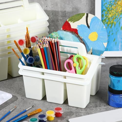 WILLBOND 12 Pcs Classroom Storage Caddies Stackable Utility Caddy, White - color: White