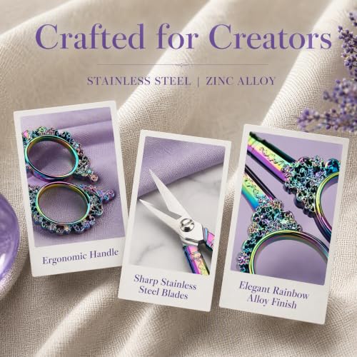 Embroidery Scissors 4.5 Inch Stainless Steel Rainbow - size: 4.5 x 2.25 inch