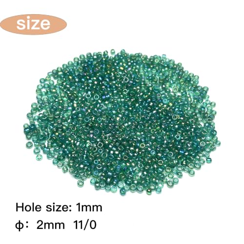GLRXMX 2100Pcs Glass Beads 2mm Round Seed Beads for Jewelry Making - color: AquaGreen