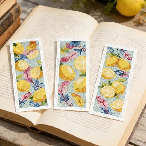 ORIGACH 6 Pack Lemon & Feather Cross Stitch Kit - style: Fresh Lemon & Feather
