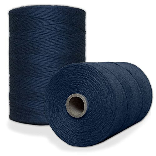 100% Cotton Loom Warp Thread (Navy Blue), 8/4 Warp Yarn (800 Yards), Perfect for Weaving: Carpet, Tapestry, Rug, Blanket or Pattern - Warping Thread for Any Loom - color: Navy Blue
