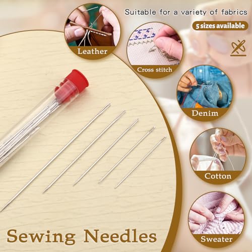 SHWAKK Sewing Kit for Adults, Stainless Steel Needles for Hand Sewing - size: 65pcs