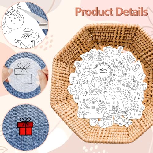 GLOBLELAND 4 Sheets Christmas Snow Water Soluble Embroidery Pattern - color: Christmas Snow