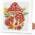 Tiwabb Mushroom Stamped Cross Stitch Kits for Adults Beginners with Frame - color: Mushroom Cross Stitch with Frame