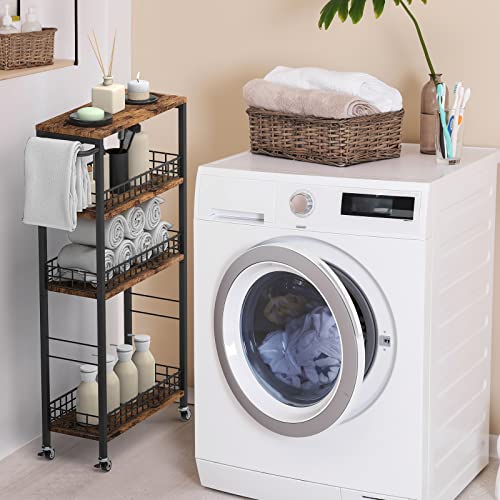 NOVIMANGO Slim Storage Cart Narrow Laundry Cart 4 Tier, Black - color: Brown