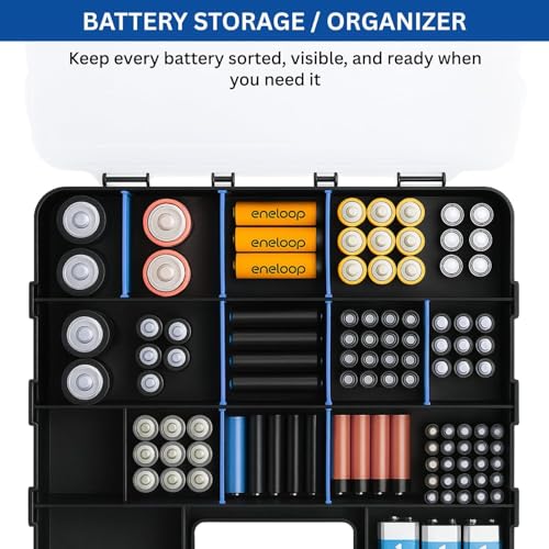 Andalus Tools Organizer Box, Small Parts Storage 34-Compartment Double-Sided Portable Hardware Organizer Removable Plastic Dividers for Screws, Nuts, Bolts, Nails – Blue (1 Pack, 12.5" x 10.5" x 3") - color: Blue, size: 1 Pack