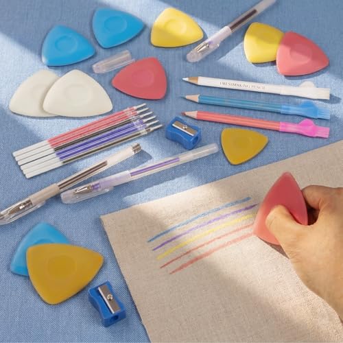 NeoLum Tailors Chalk Heat Erasable Pens for Fabric Pencils for Sewing, Fabric Markers Chalk for Quilting, 26 Pcs Sewing Accessories Supplies