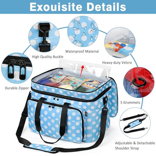 Crochet Organizer Bag with Yarn Holder, Large Yarn Storage for Accessories - color: Polka Dots