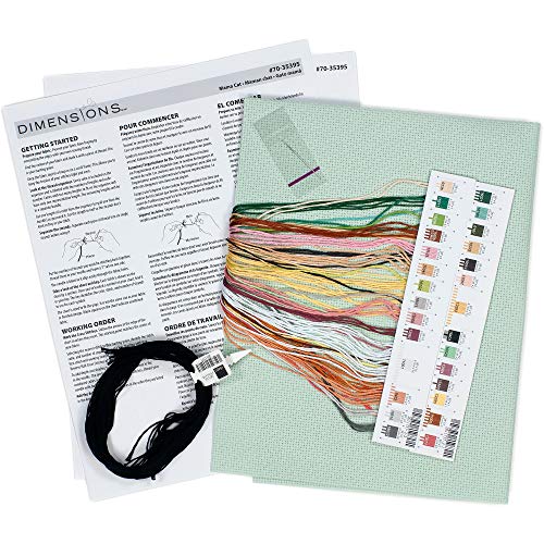Dimensions 70-35395 Mama Cat Counted Cross Stitch Kit, 14 Count Light Green Aida Cloth, 11'' x 11''