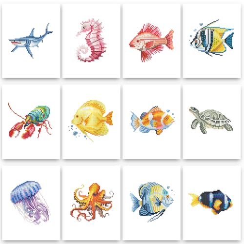PeakLuv Small Diamond Art Kits Fishes Mini Diamond Painting Kits for Adults - color: Sea Animals