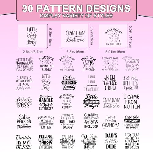 30 Pcs Baby Shower Dtf Transfers Ready to Press for Bibs Bodysuit - color: Baby Shower