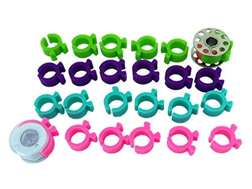 24 Piece Bobbin Holder Set for Sewing Machines - High-Strength Plastic Bobbin Clamps for Organizing Threads and Avoiding Tangles