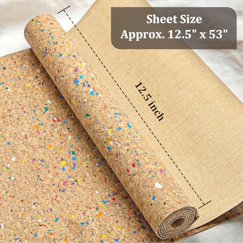 SorenCut Patterned Cork Fabric Roll 12.8 x 54 Inch – Color Confetti Cork Leather Fabric with Flexible Backing for DIY Crafts, Earrings, Bags, Wallets & Handmade Accessories - color: Color Confetti