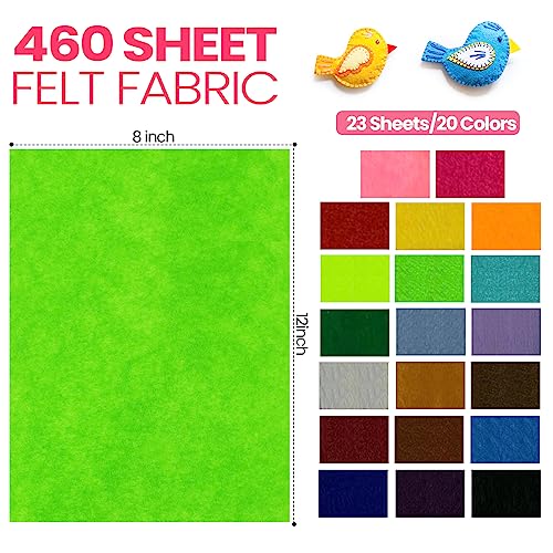 Moukeren 460 Pcs 12 x 8 Inch Felt Sheets for Craft, Rainbow - color: Rainbow, size: 12 x 8 Inch