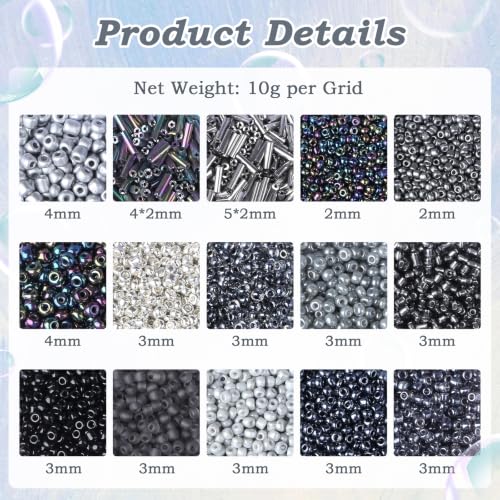 Black Seed Beads for Jewelry Making Glass Bugle Beads for DIY Craft - color: Black