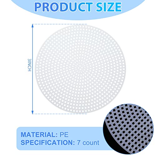 7 Count Circle Plastic Canvas Circles Mesh Sheets White Needlepoint Blank Canvas Plastic Mesh Mat for Needlework Crochet Supplies Embroidery Yarn Crafting Knit(3 Inch)