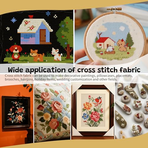 59 * 39 Inch White Cross Stitch Fabric, 14 Count Embroidery Fabrics - color: White