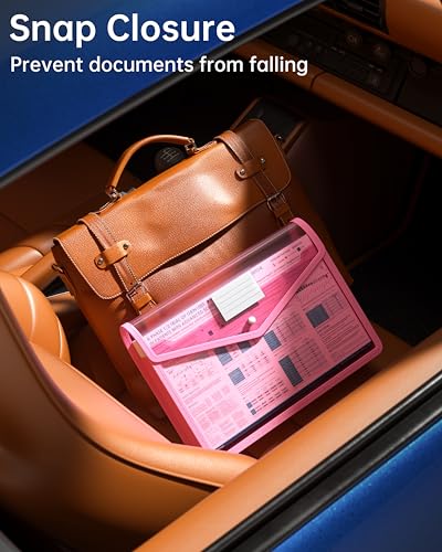 2 Pack Plastic Expanding File Folder, Fit Letter/A4 Size, Pink - color: Pink