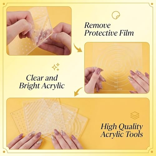 5 Pcs Acrylic Sashiko Stencil, 4.7 Inch Sashiko Embroidery Templates