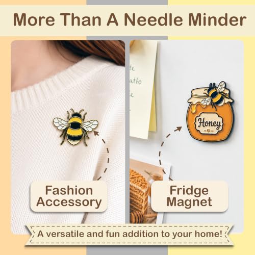 Kraftex Magnetic Needle Minder. Needleminder for Embroidery & Sewing. Cute Needlepoint Accessories. Magnetic Needle Holder for Cross Stitch. Cute Magnet Pin Gift - color: Bee