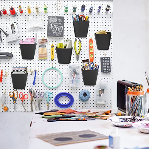 Large Pegboard Cups, 6Pack Peg Board Square Storage Bins With Hooks (Black) - color: Black