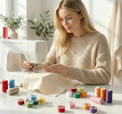 ilauke 210 pcs Bobbins Sewing Thread, 36 Colors Class15 Prewound Bobbins - color: 210 color