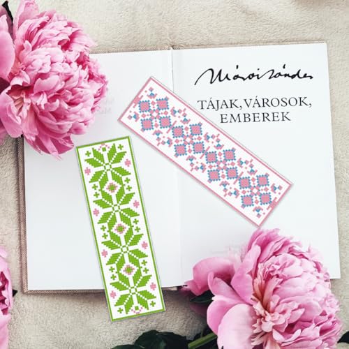 INFUNLY 6PCS Flower Cross Stitch Bookmark Kit for Beginners 8.66"×3.15" Boho Plaid Flowers Embroidery Bookmark Kits Geometric Pattern Cross Stitch Kit with Instruction for Book Lovers Reader Writers - style: Plaid Flowers