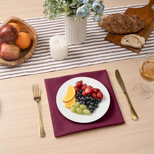 Blue Needles Solid Cloth Napkins 100% Cotton Set of 12-18 x 18 Inches - color: Burgundy, size: 18" x 18" (Set of 12)