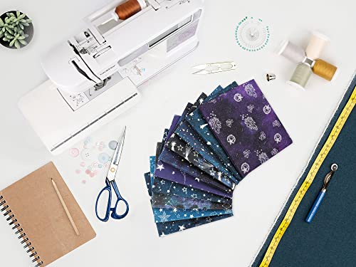 Craftido -25 Options- 100% Cotton Quilting Fabric Bundles 10pcs Fat Quarters 18”x21”-Medium Weight 5.2 oz- Soft Cotton for Quilting, Sewing Project, Patchwork, DIY Crafts – Starry Sky - color: Starry Sky