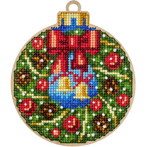 Wizardi Wonderland Crafts Cross-Stitch kit on Wood FLW-003 - color: Golden Christmas Bells