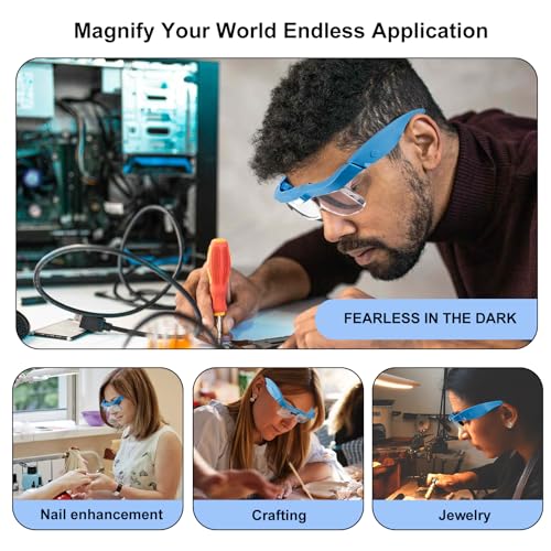 Magnifying Glass with Light Hands Free Magnifying Glasses Headset - color: Blue, size: With Case
