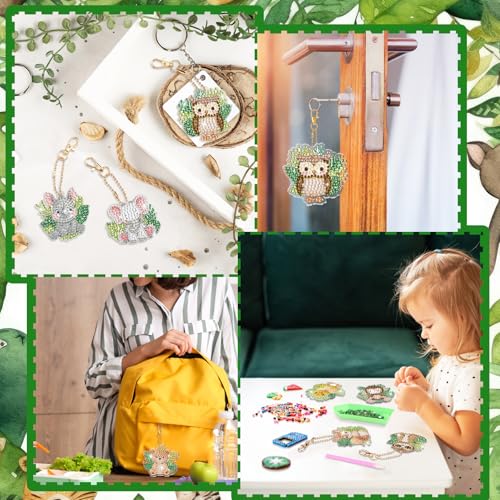 WILLBOND 30 Pcs Jungle Animals Diamond Art Keychain Ornaments - color: Jungle Animals