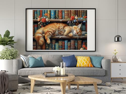 Moohue DIY Counted Stamped Cross Stitch Kits for Adults 14 Count Cross Stitch Patterns Animal cat Flowers Book Printed Cross Stitch Kits for Adults (Animal Cat Books) - color: Animal Cat Books