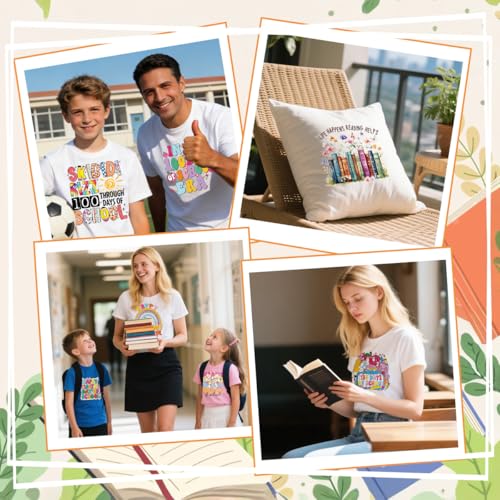 30Pcs 100 Days of School Dtf Transfers Ready to Press Back to School 100 Days Iron on Transfers for Tshirts Teacher Student Heat Transfer Vinyl Stickers for Clothing Pillows Bag DIY Crafts - color: 100 Days of School