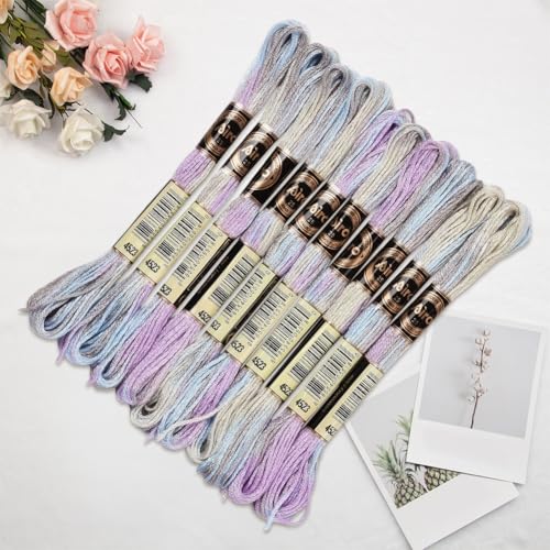 10 Skeins Purple Embroidery Floss Bracelet String for Sewing - color: Light Purple