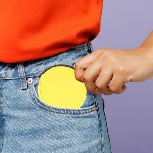 uxcell Mini Canvas Coin Purse Pouch, 3.9" Blank Round Mini Coin Wallet Small Change Purses Portable Organizer Bags with Zipper for Women Men Home DIY, Yellow - color: Yellow