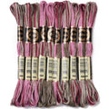 6 Strands Cross Stitch Threads Embroidery Floss Thread Bulk Purple Variegated Friendship Bracelet String Polyester Threads for Jewelry Making Sewing Cross Stitch Craft Knitting DIY Supplies - color: Purple,red