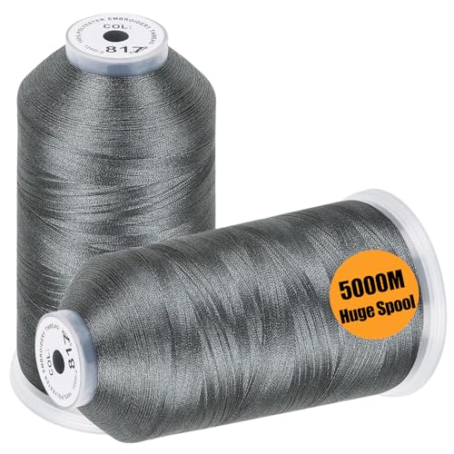 New brothread 2 Huge Spools Embroidery Machine Thread -Gray - color: Gray-817