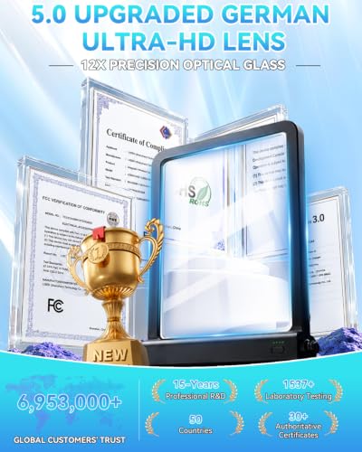 2026 Upgraded 12X Magnifying Glass with Light for Reading