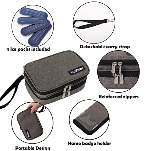 apollo walker Insulin Cooler Travel Case with Ice Packs and Insulation - color: Gray, size: Medium