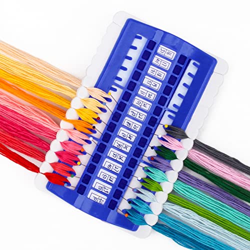 Luxiv 30 Position Embroidery Floss Organizer, Thread Shelf with 15P Card - color: Blue, size: 30 Positions