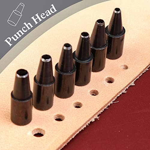 TLKKUE Adjustable Leather Hole Punching Tool Automatic Puncher - color: Red brown