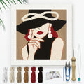 Doodlream Elegant Lady DIY Punch Needle Embroidery Kit for Adult Beginner, 9.4" Woman Wearing Hat Punch Stitching Craft Set for Starter with Frame, Fabric Pattern, Threader, Yarn, Pinch Needle - color: Elegant Lady