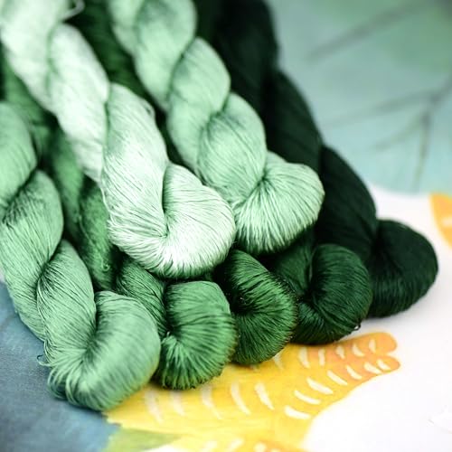 Natural Mulberry Silk Thread, Handmade Embroidery Floss Set, 7 Vibrant Colors, 110m Each 10 - color: 10