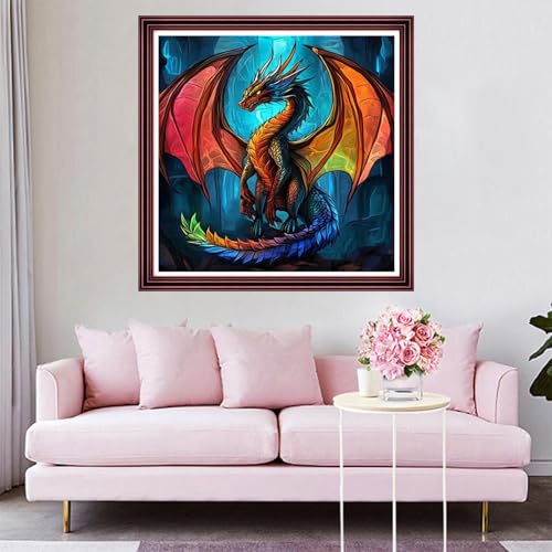 Funchey Counted Cross Stitch Kits for Adults Needlepoint Kits Unprinted Cross Stitching Embroidery Kit 11CT Cross Stitch Supplies-Magical Pterosaur 18x18 inch - color: ArtsKit13