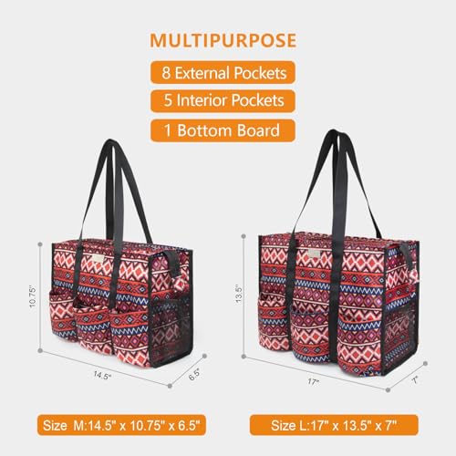 TOPDesign Utility Water Resistant Tote Bag with 13 Pockets, Zipper Closure - color: Bohemia, size: Medium