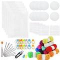 Allazone 45 PCS Mesh Plastic Canvas Sheets Kit, 3 Shape Clear Plastic Canvas, 12 Color Acrylic Yarn for DIY Crafts Embroidery Cross Stitch, Acrylic Yarn Crafting, Knit and Crochet Projects - color: 45 PCS - Yarn Grid 3