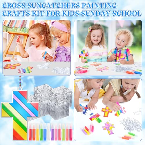 Blueweenly 72 Pcs Christian Cross Suncatchers Craft Kit Bulk, Classic - style: Classic